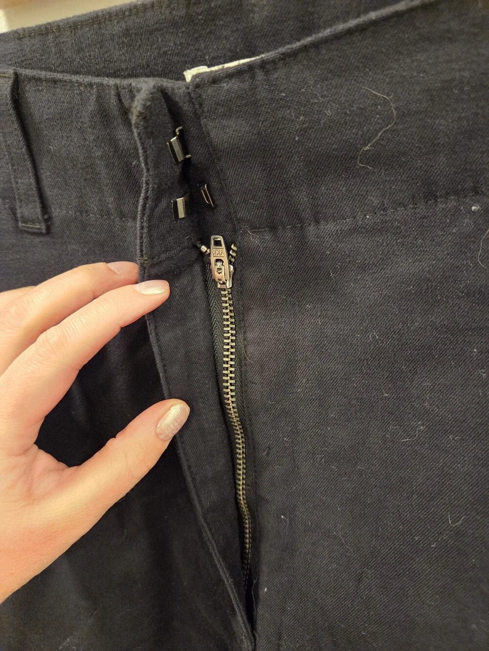 American Tall NWT Size 10 High Rise Wide Leg Flat Front Chinos Black - Picture 3 of 11